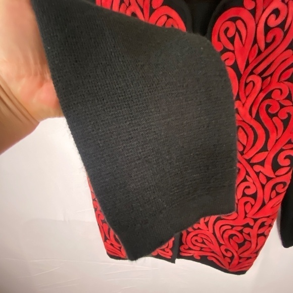 VTG Opera Design Women's Open Knit Jacket leather Luxe Event Artsy Boho Mobwife - Picture 10 of 14